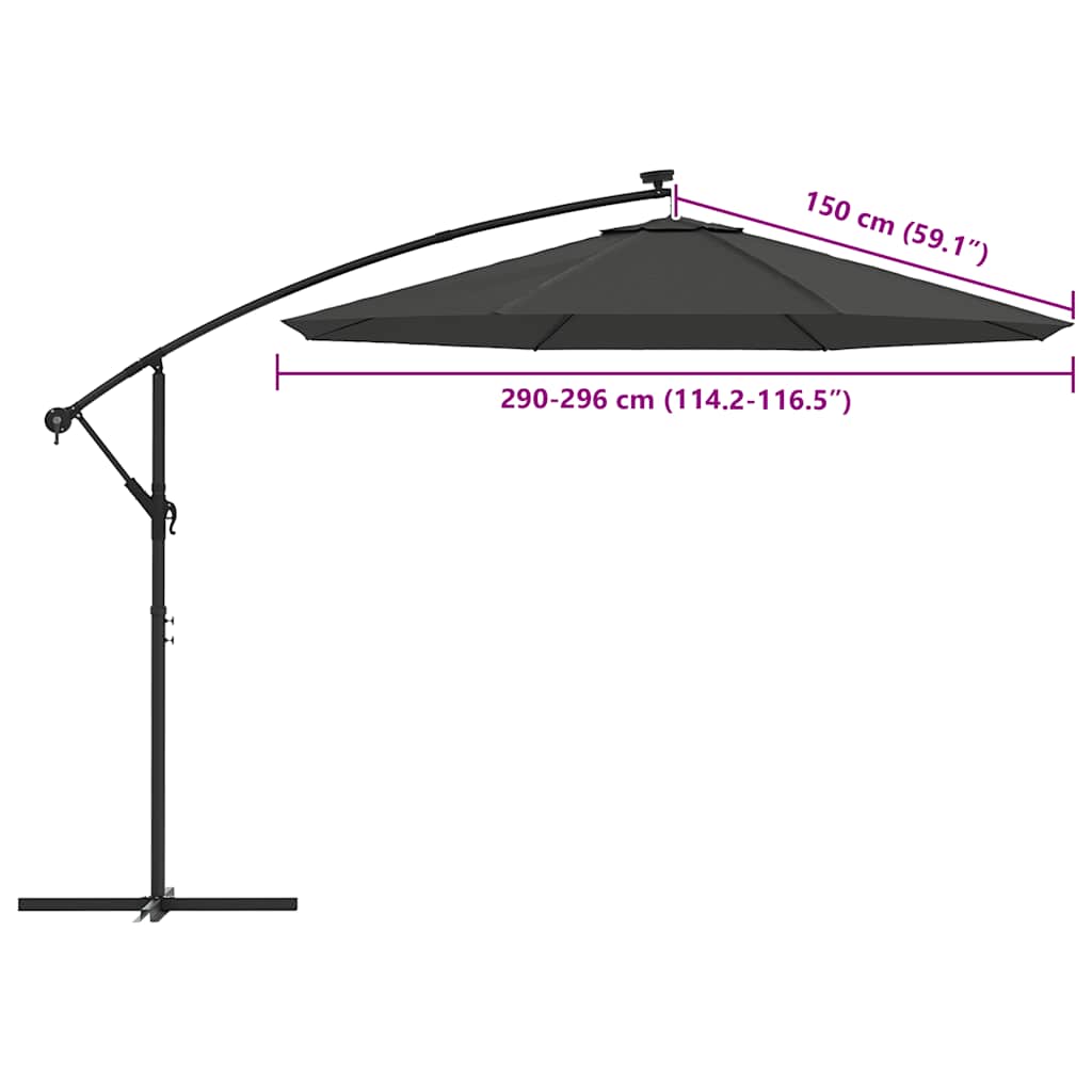 Vervangingsdoek voor zweefparasol 300 cm antracietkleurig is nu te koop bij PeponiXL, paradijselijk wonen!