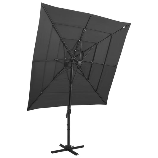 Parasol 4-laags met aluminium paal 250x250 cm antracietkleurig is nu te koop bij PeponiXL, paradijselijk wonen!