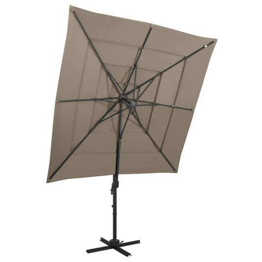 Parasol 4-laags met aluminium paal 250x250 cm taupe is nu te koop bij PeponiXL, paradijselijk wonen!