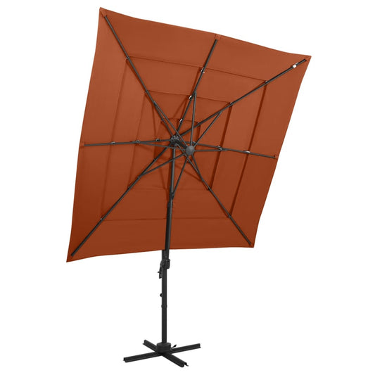 Parasol 4-laags met aluminium paal 250x250 cm terracottakleurig is nu te koop bij PeponiXL, paradijselijk wonen!