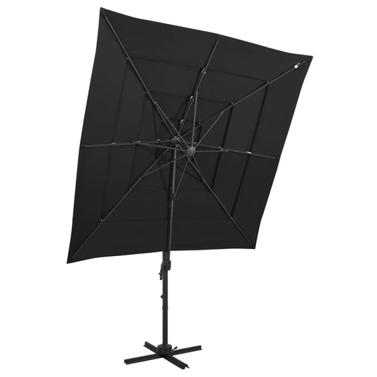 Parasol 4-laags met aluminium paal 250x250 cm zwart is nu te koop bij PeponiXL, paradijselijk wonen!