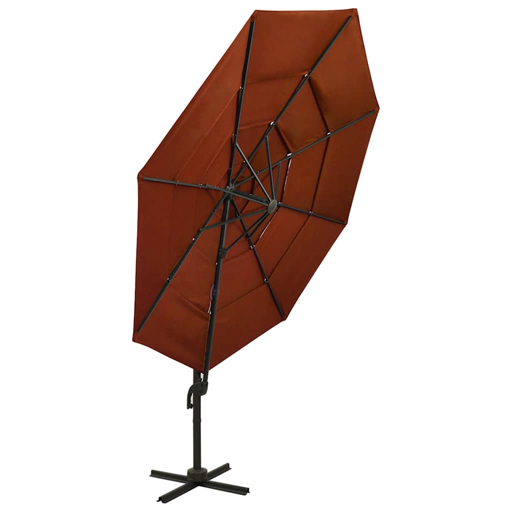 Parasol 4-laags met aluminium paal 3x3 m terracottakleurig is nu te koop bij PeponiXL, paradijselijk wonen!