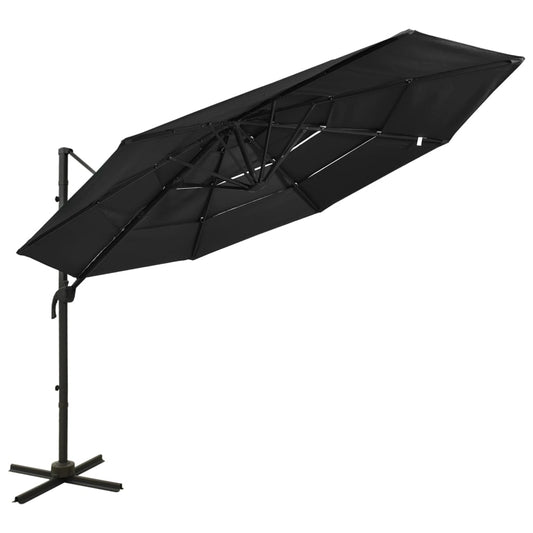 Parasol 4-laags met aluminium paal 3x3 m zwart is nu te koop bij PeponiXL, paradijselijk wonen!