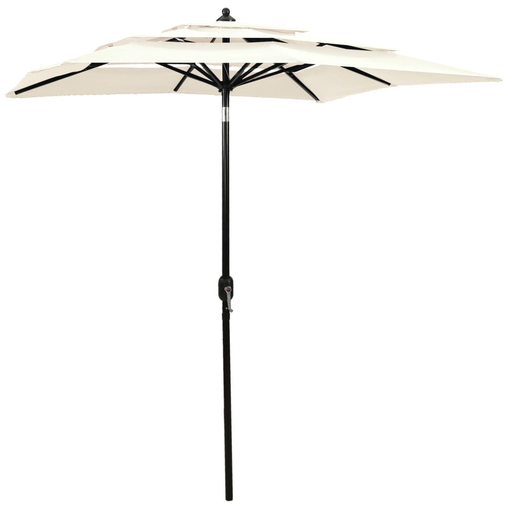 Parasol 3-laags met aluminium paal 2x2 m zandkleurig is nu te koop bij PeponiXL, paradijselijk wonen!
