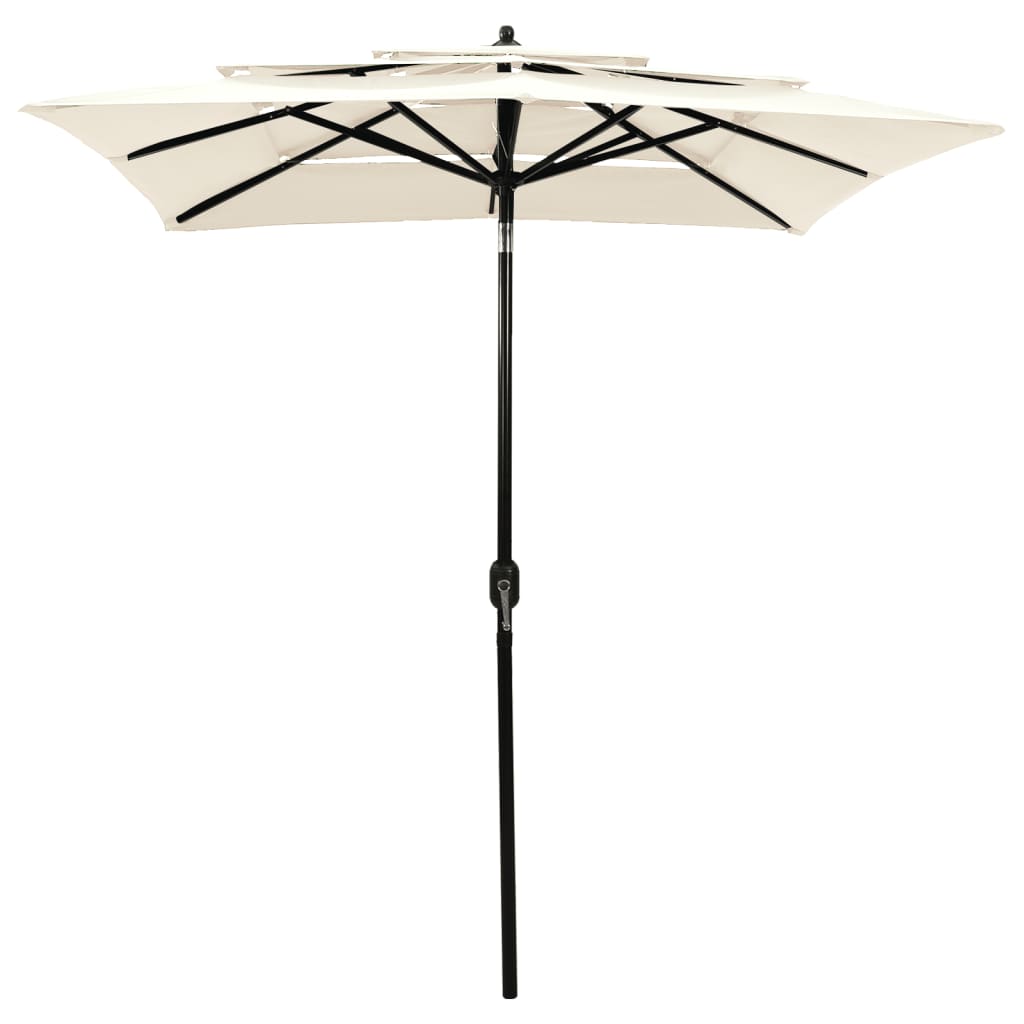 Parasol 3-laags met aluminium paal 2x2 m zandkleurig is nu te koop bij PeponiXL, paradijselijk wonen!