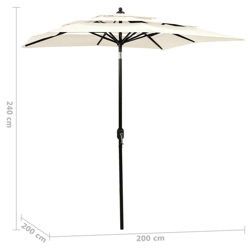 Parasol 3-laags met aluminium paal 2x2 m zandkleurig is nu te koop bij PeponiXL, paradijselijk wonen!