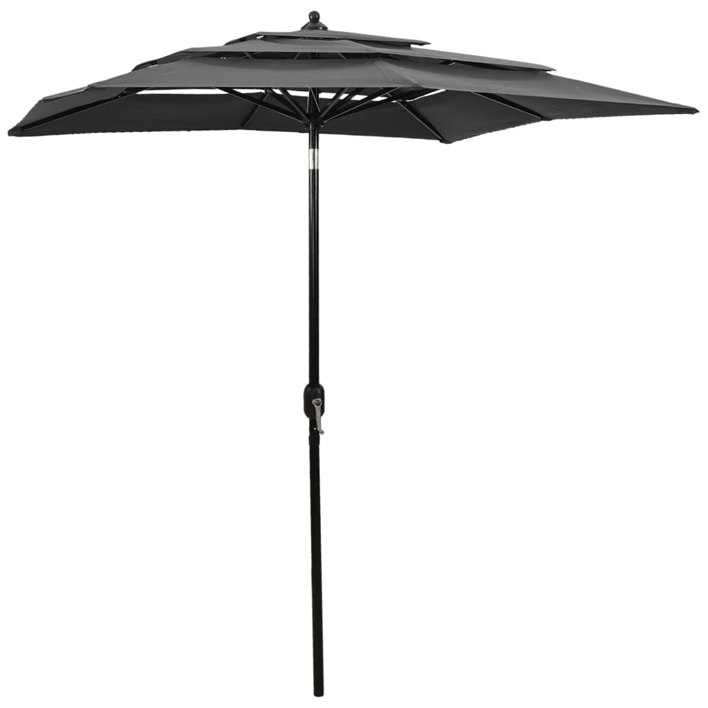 Parasol 3-laags met aluminium paal 2x2 m antracietkleurig is nu te koop bij PeponiXL, paradijselijk wonen!
