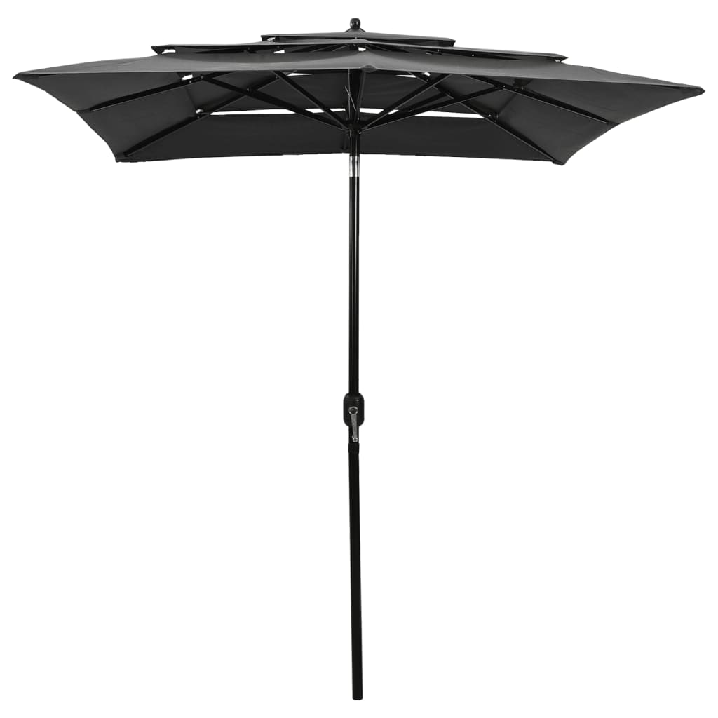 Parasol 3-laags met aluminium paal 2x2 m antracietkleurig is nu te koop bij PeponiXL, paradijselijk wonen!