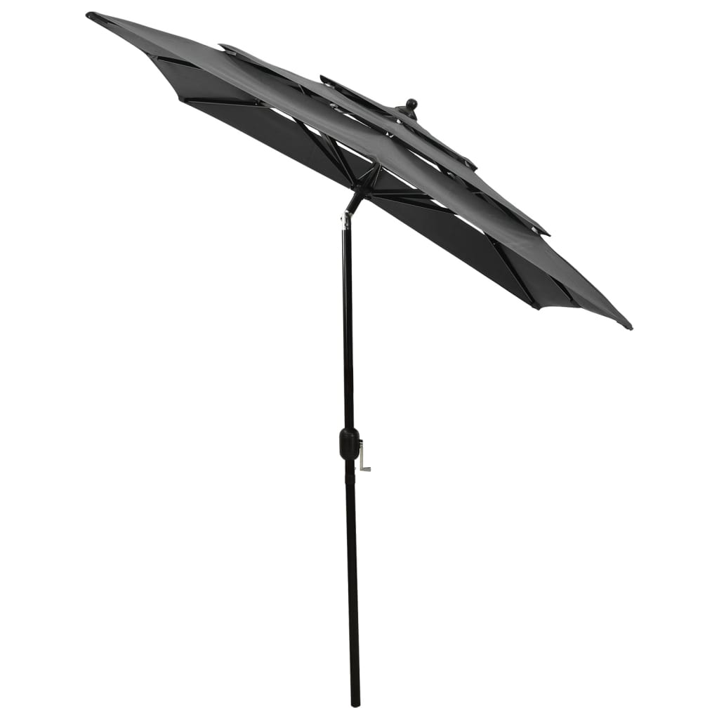Parasol 3-laags met aluminium paal 2x2 m antracietkleurig is nu te koop bij PeponiXL, paradijselijk wonen!