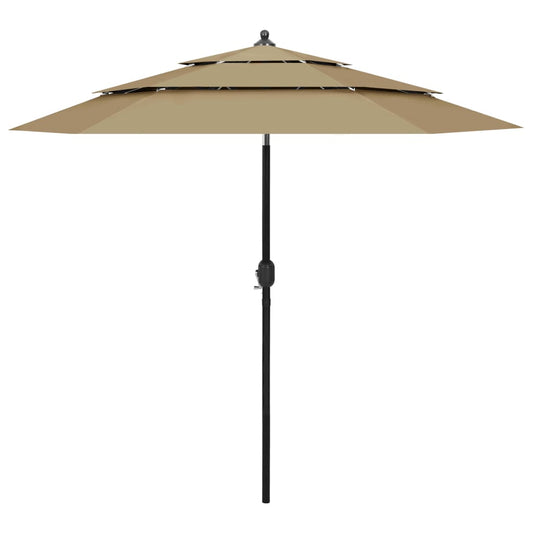 Parasol 3-laags met aluminium paal 2,5 m taupe is nu te koop bij PeponiXL, paradijselijk wonen!