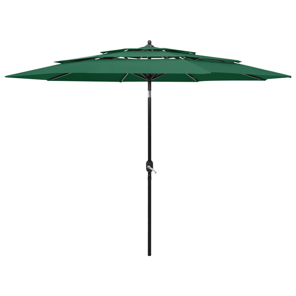 Parasol 3-laags met aluminium paal 3 m groen is nu te koop bij PeponiXL, paradijselijk wonen!