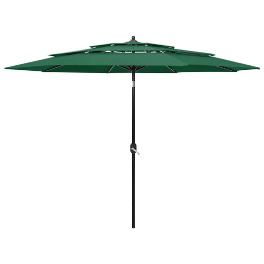 Parasol 3-laags met aluminium paal 3 m groen is nu te koop bij PeponiXL, paradijselijk wonen!