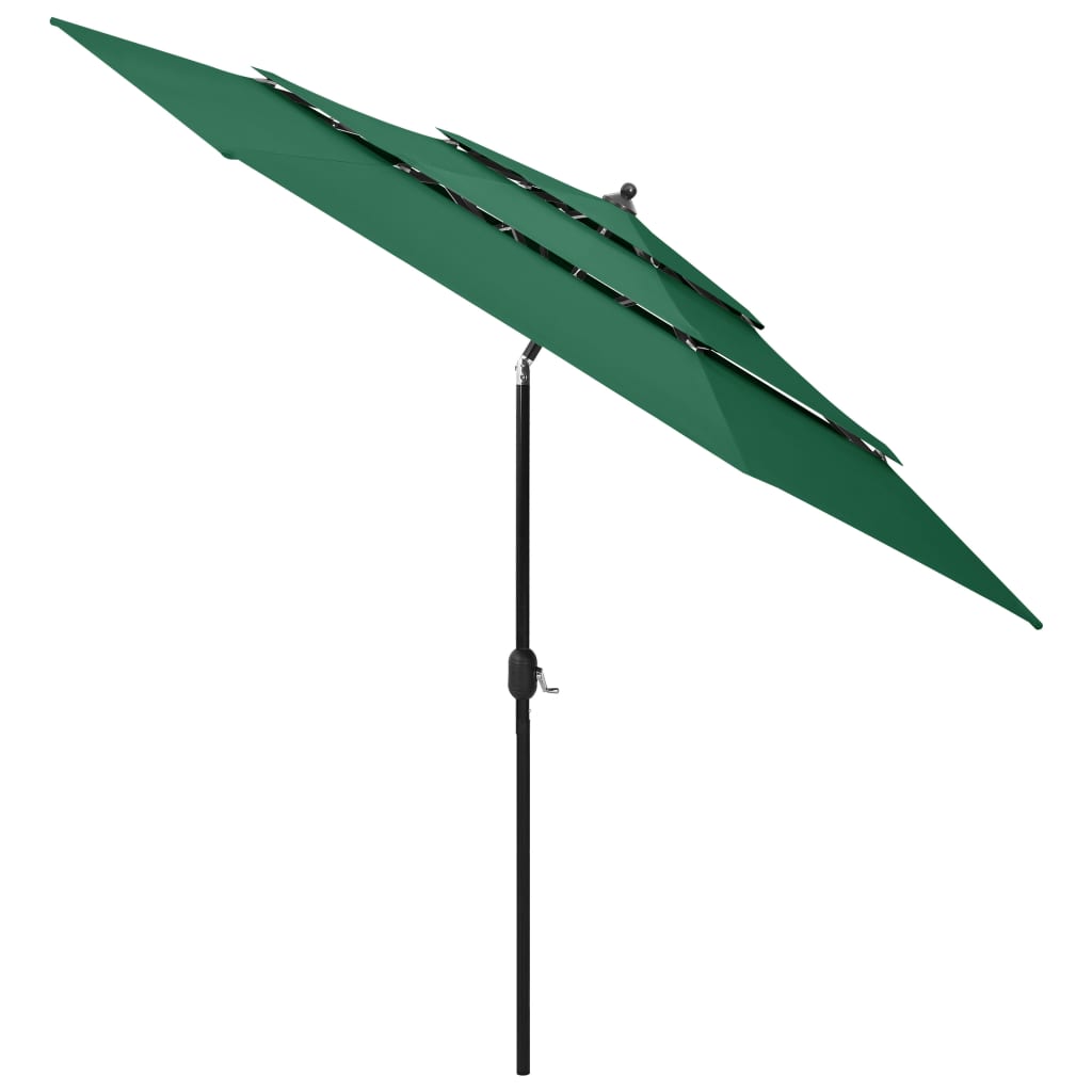 Parasol 3-laags met aluminium paal 3 m groen is nu te koop bij PeponiXL, paradijselijk wonen!