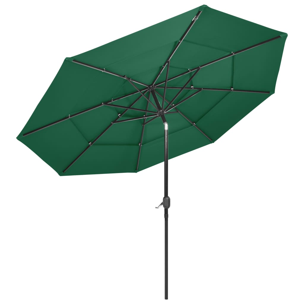 Parasol 3-laags met aluminium paal 3 m groen is nu te koop bij PeponiXL, paradijselijk wonen!