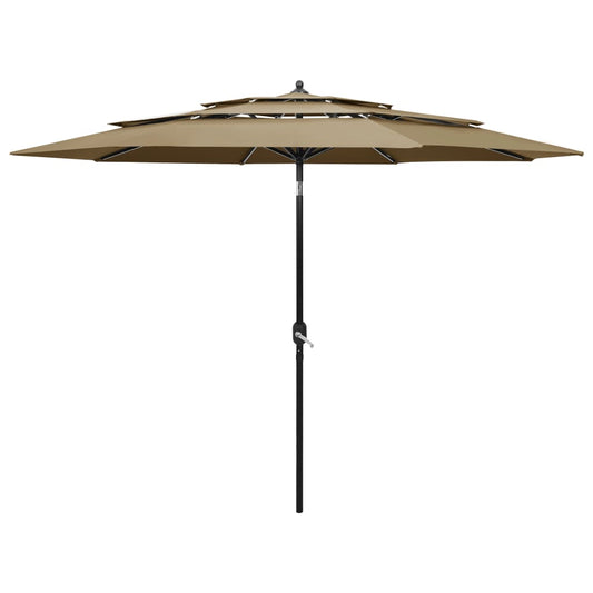 Parasol 3-laags met aluminium paal 3 m taupe is nu te koop bij PeponiXL, paradijselijk wonen!