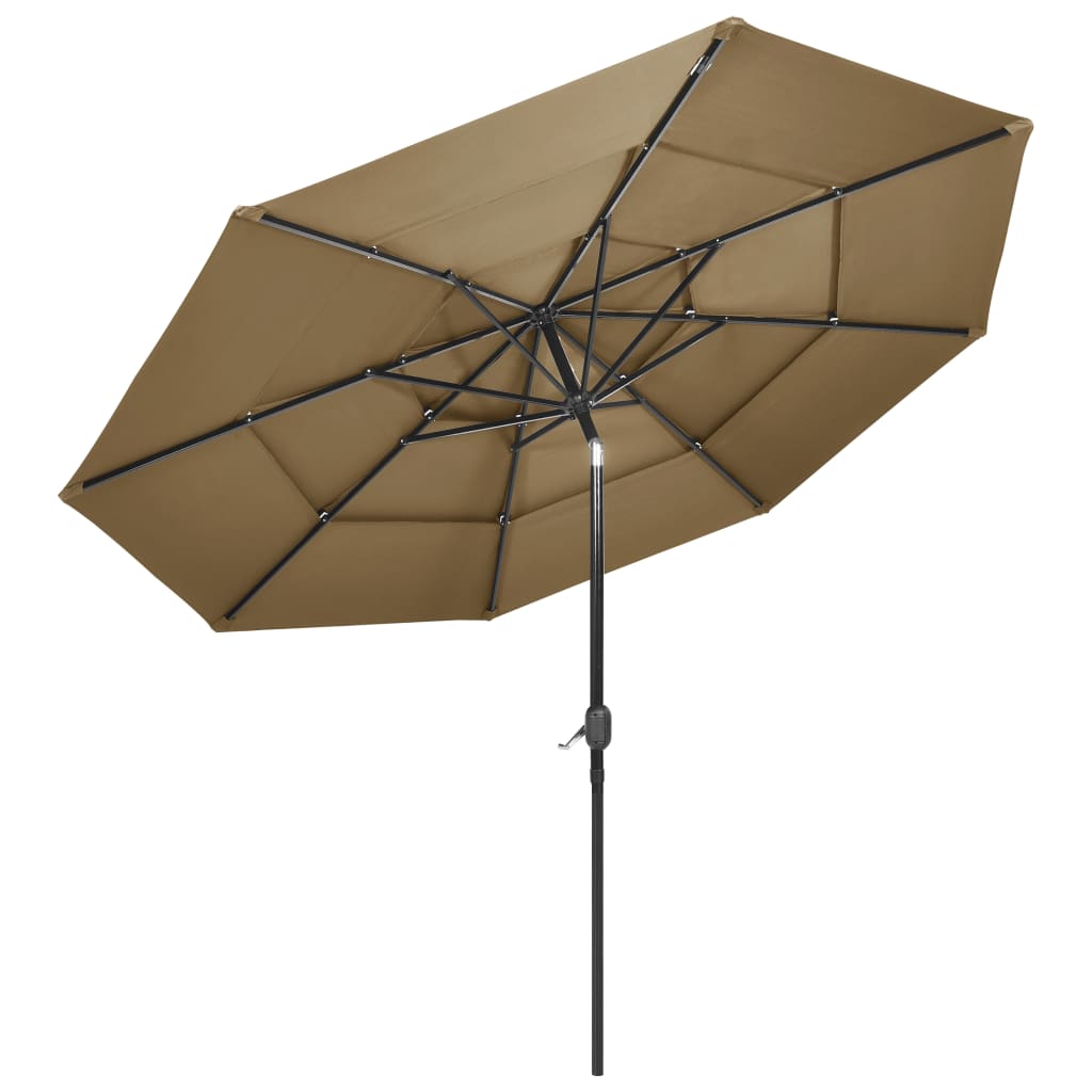 Parasol 3-laags met aluminium paal 3 m taupe is nu te koop bij PeponiXL, paradijselijk wonen!