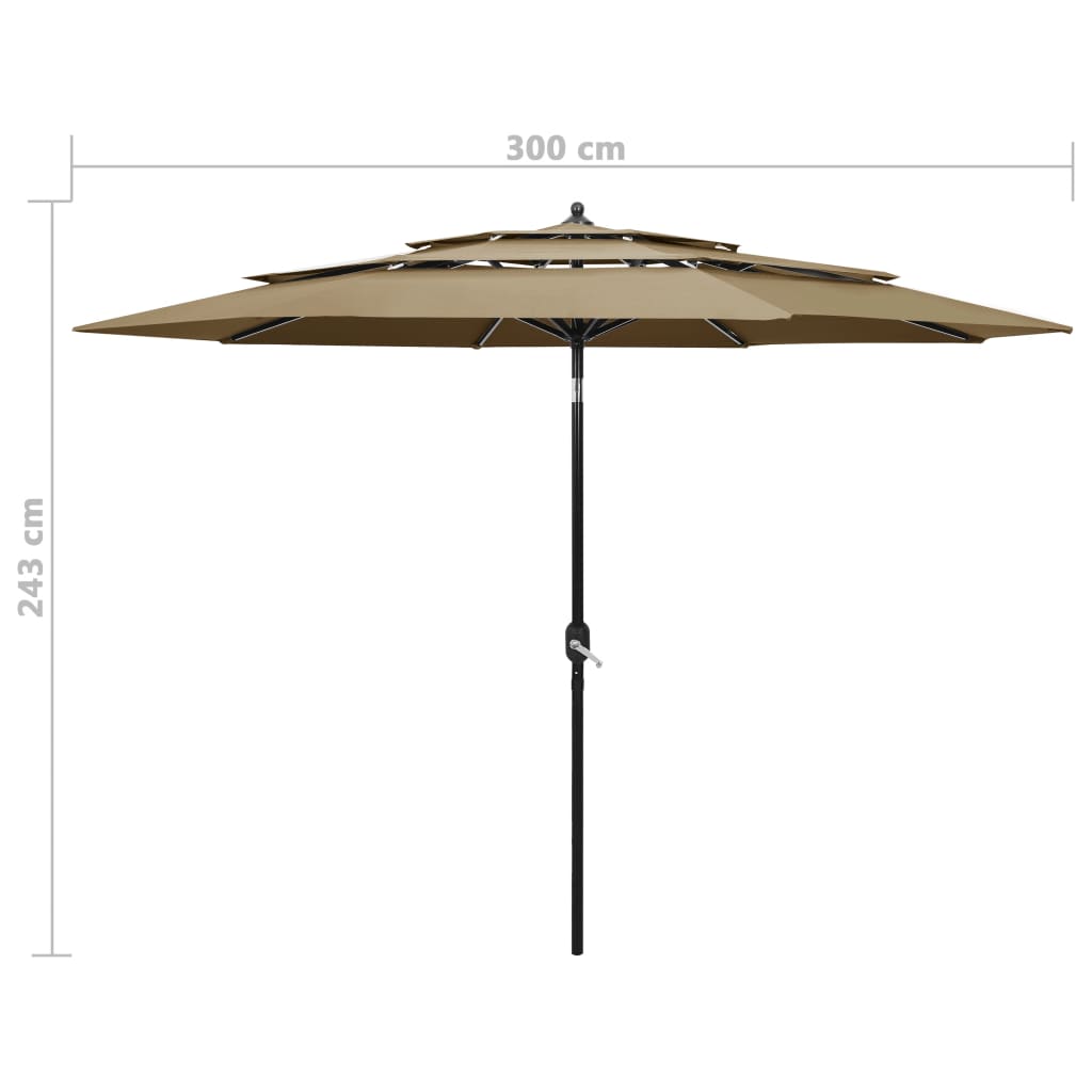 Parasol 3-laags met aluminium paal 3 m taupe is nu te koop bij PeponiXL, paradijselijk wonen!