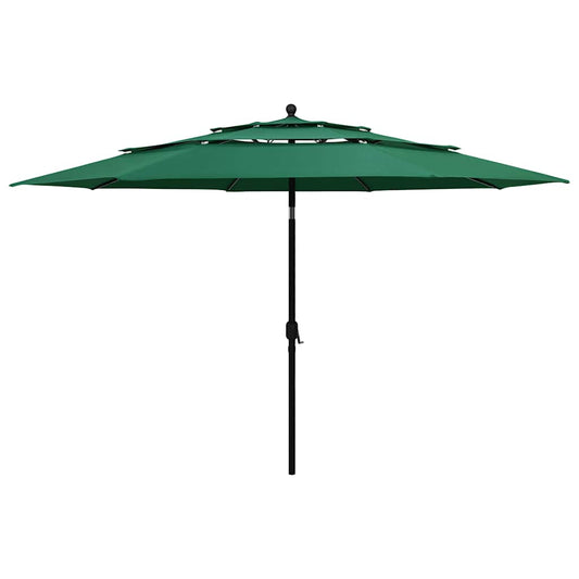 Parasol 3-laags met aluminium paal 3,5 m groen is nu te koop bij PeponiXL, paradijselijk wonen!