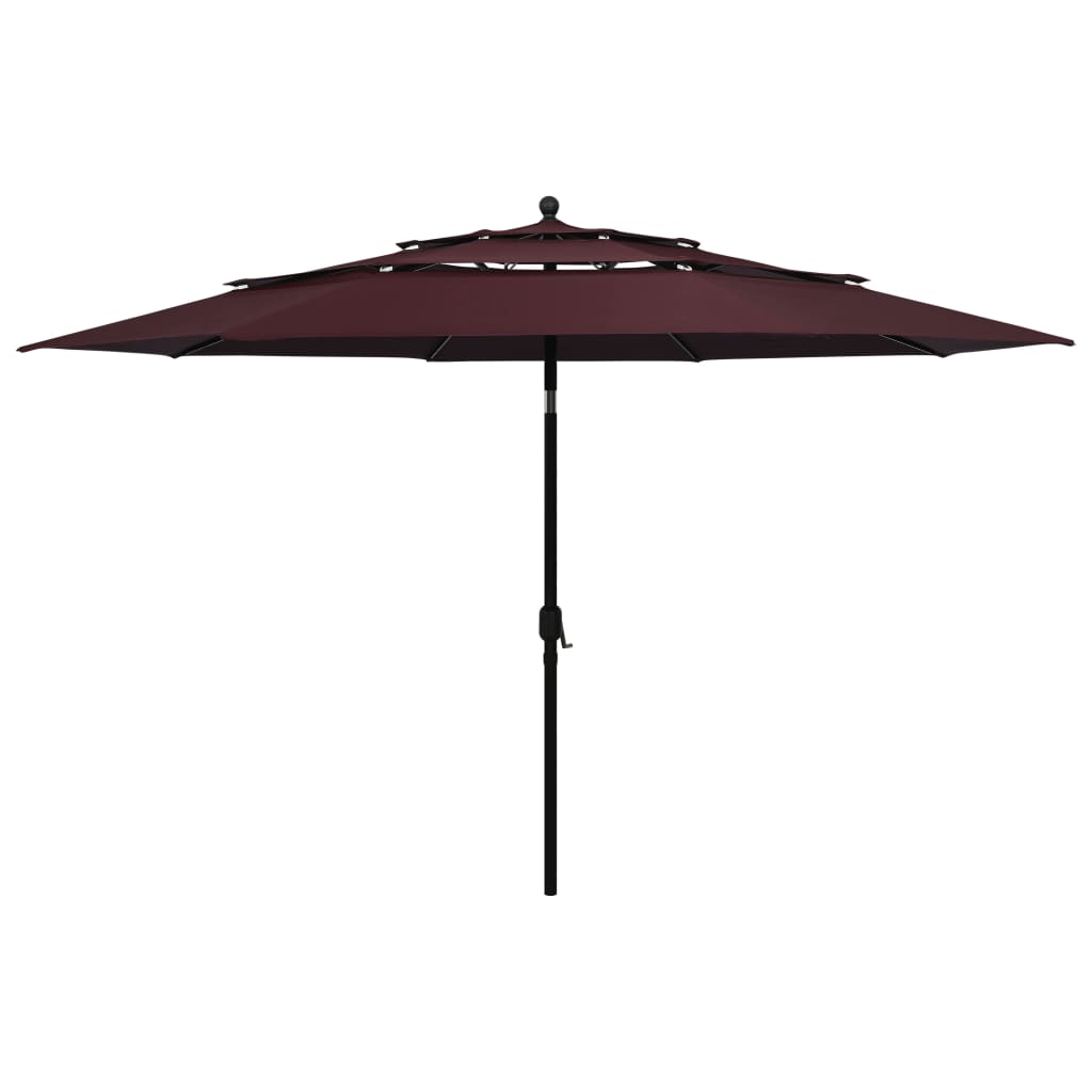 Parasol 3-laags met aluminium paal 3,5 m bordeauxrood is nu te koop bij PeponiXL, paradijselijk wonen!