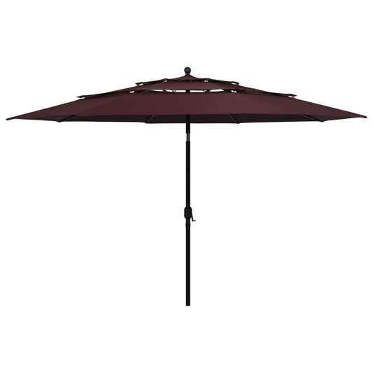 Parasol 3-laags met aluminium paal 3,5 m bordeauxrood is nu te koop bij PeponiXL, paradijselijk wonen!
