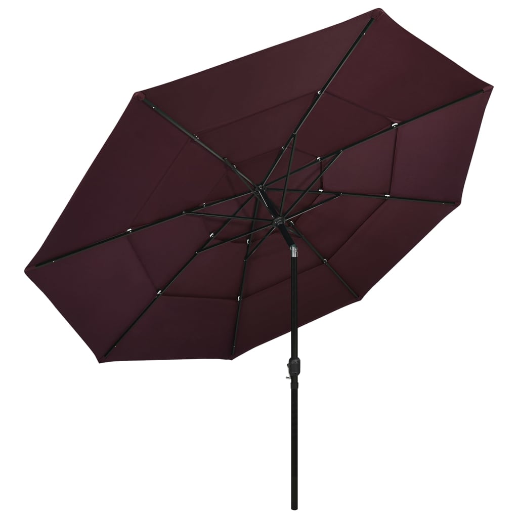 Parasol 3-laags met aluminium paal 3,5 m bordeauxrood is nu te koop bij PeponiXL, paradijselijk wonen!