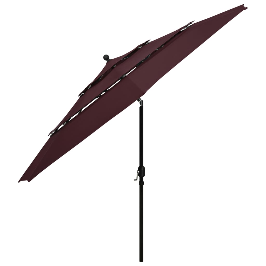 Parasol 3-laags met aluminium paal 3,5 m bordeauxrood is nu te koop bij PeponiXL, paradijselijk wonen!