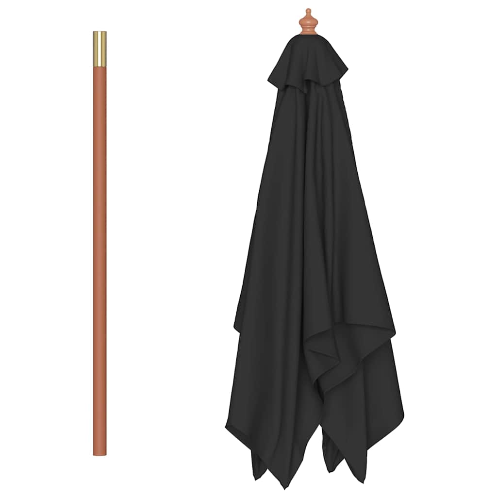 Parasol met houten paal 150x200 cm zwart is nu te koop bij PeponiXL, paradijselijk wonen!