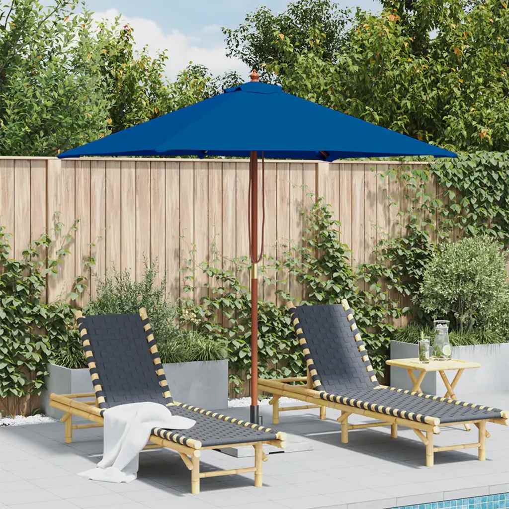 Parasol met houten paal 150x200 cm blauw is nu te koop bij PeponiXL, paradijselijk wonen!