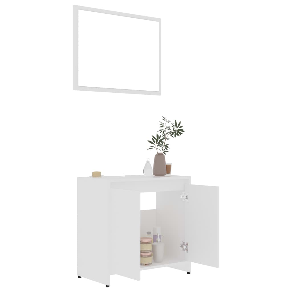 3-delige Badkamermeubelset bewerkt hout wit is nu te koop bij PeponiXL, paradijselijk wonen!