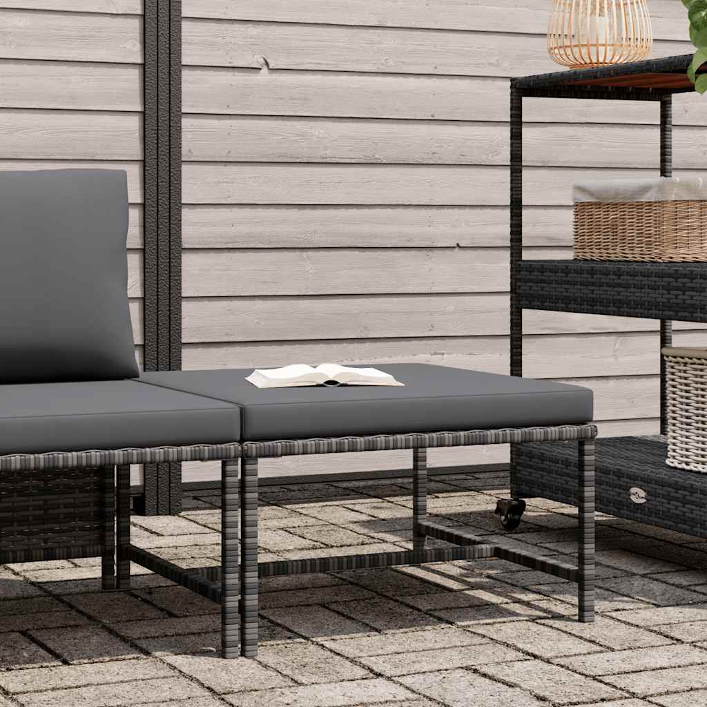 Voetensteun sectioneel met kussen poly rattan grijs is nu te koop bij PeponiXL, paradijselijk wonen!