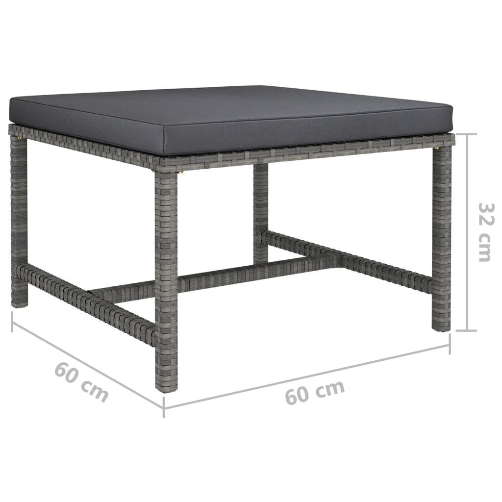 Voetensteun sectioneel met kussen poly rattan grijs is nu te koop bij PeponiXL, paradijselijk wonen!