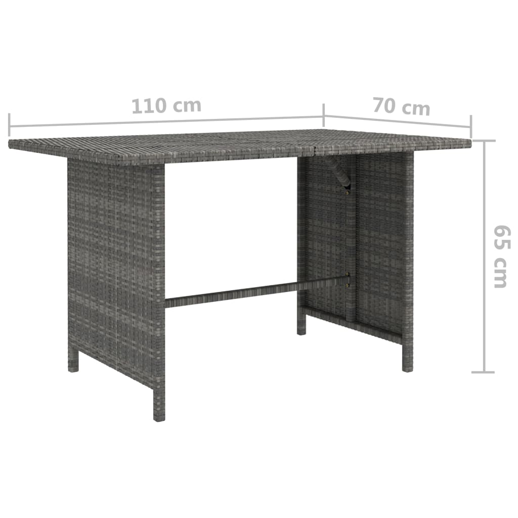Tuintafel 110x70x65 cm poly rattan grijs is nu te koop bij PeponiXL, paradijselijk wonen!