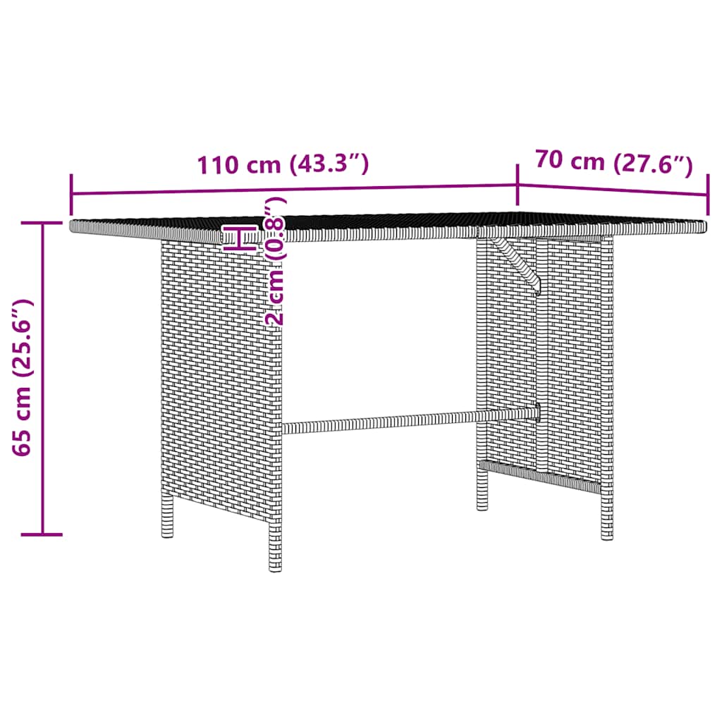 Tuintafel 110x70x65 cm poly rattan grijs is nu te koop bij PeponiXL, paradijselijk wonen!