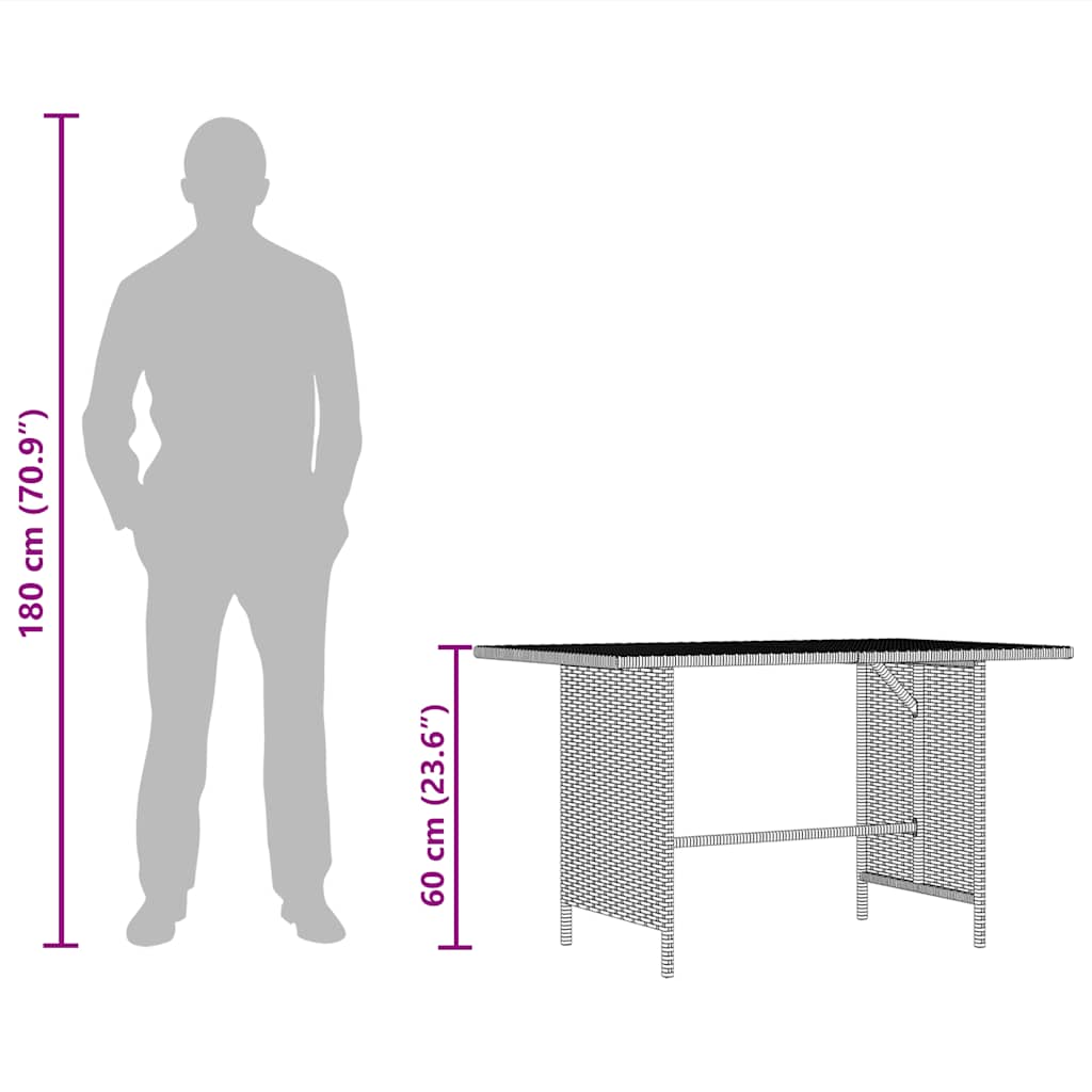 Tuintafel 110x70x65 cm poly rattan grijs is nu te koop bij PeponiXL, paradijselijk wonen!