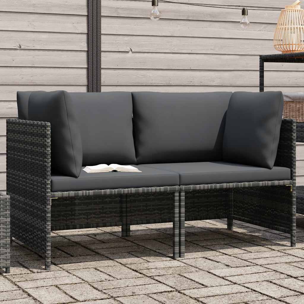 Tuinbank 2-zits met kussens poly rattan grijs is nu te koop bij PeponiXL, paradijselijk wonen!