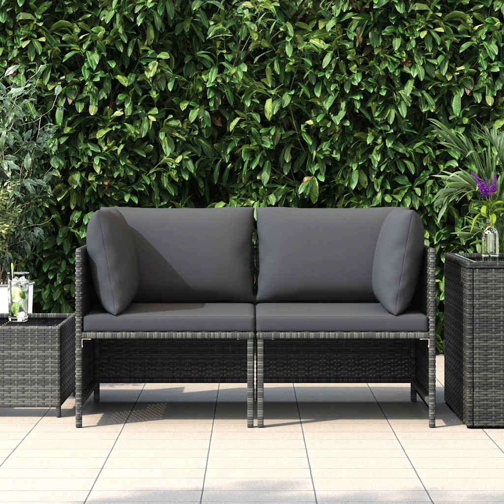 Tuinbank 2-zits met kussens poly rattan grijs is nu te koop bij PeponiXL, paradijselijk wonen!