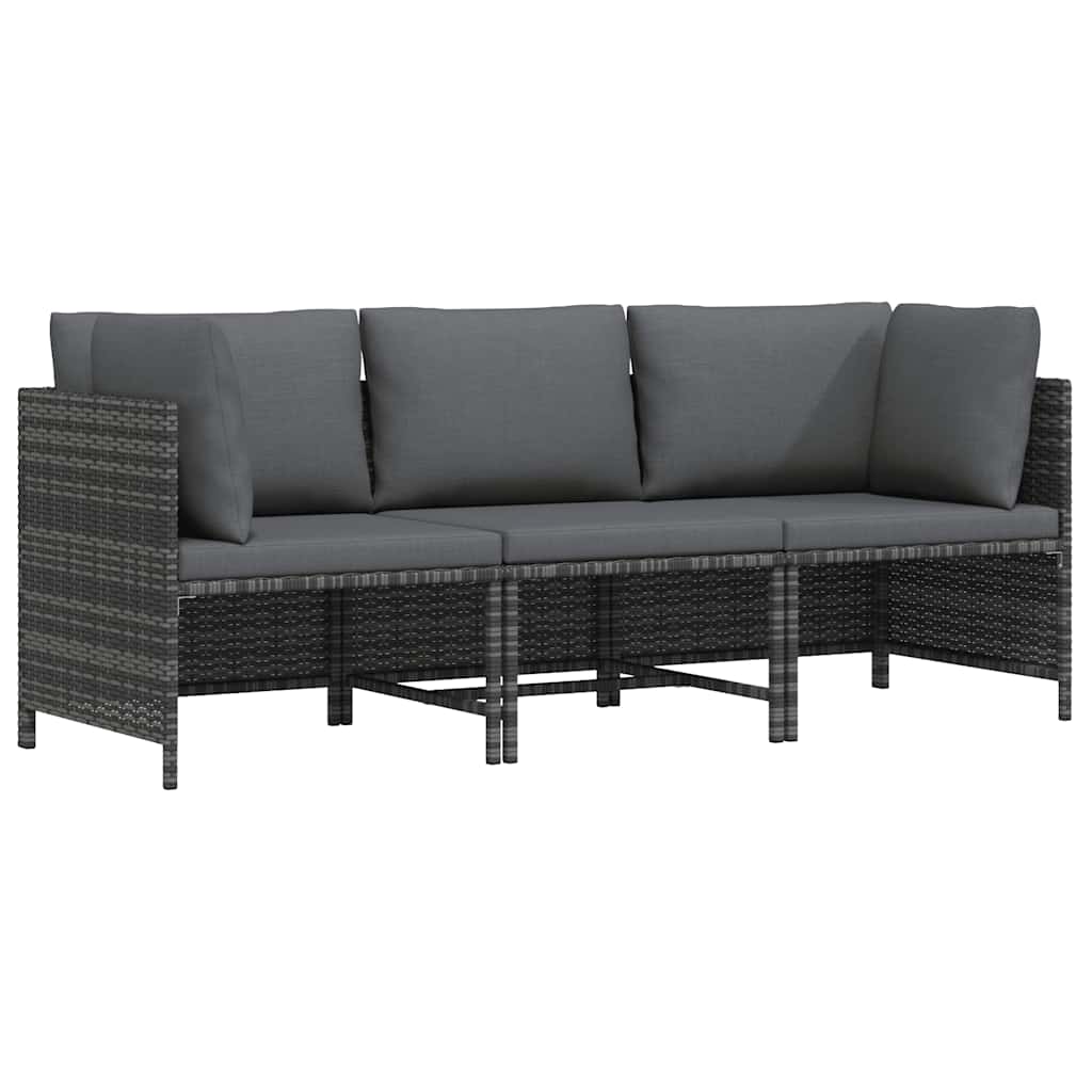 Tuinbank 3-zits met kussens poly rattan grijs is nu te koop bij PeponiXL, paradijselijk wonen!
