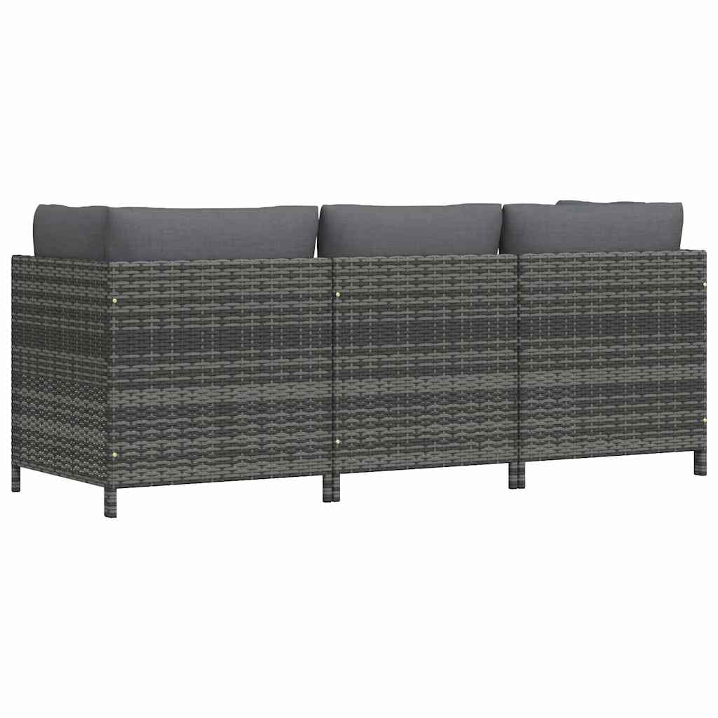 Tuinbank 3-zits met kussens poly rattan grijs is nu te koop bij PeponiXL, paradijselijk wonen!