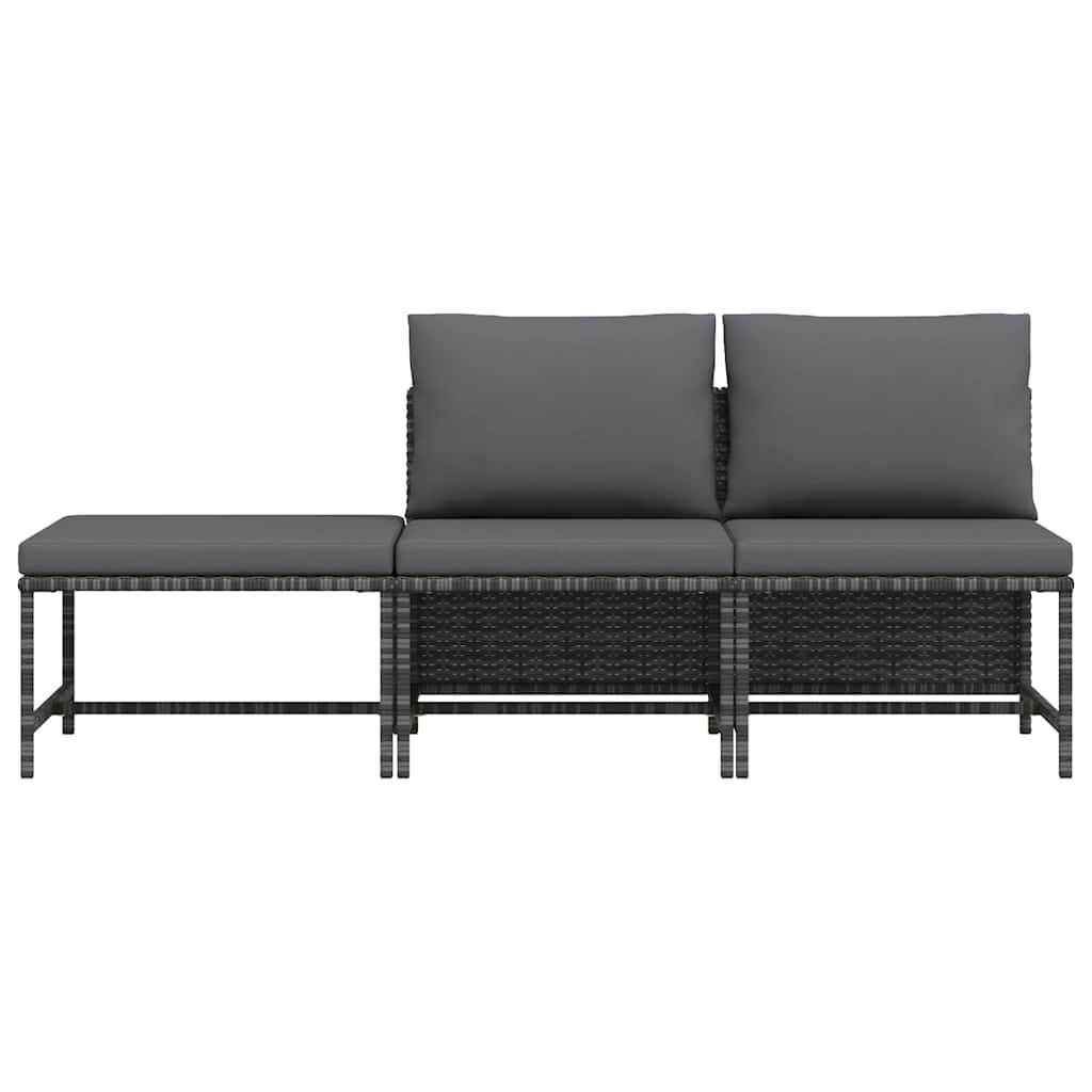 3-delige Loungeset met kussens poly rattan grijs is nu te koop bij PeponiXL, paradijselijk wonen!