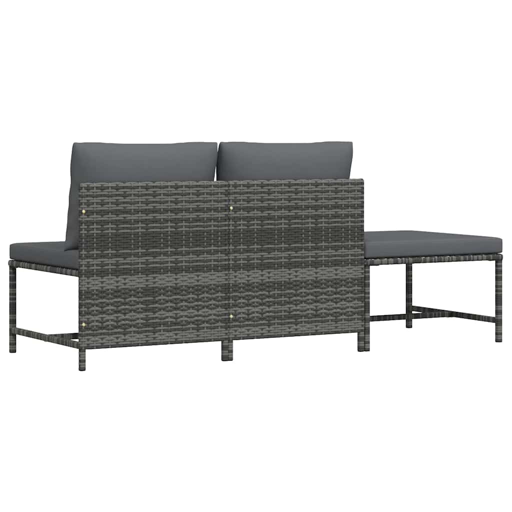 3-delige Loungeset met kussens poly rattan grijs is nu te koop bij PeponiXL, paradijselijk wonen!