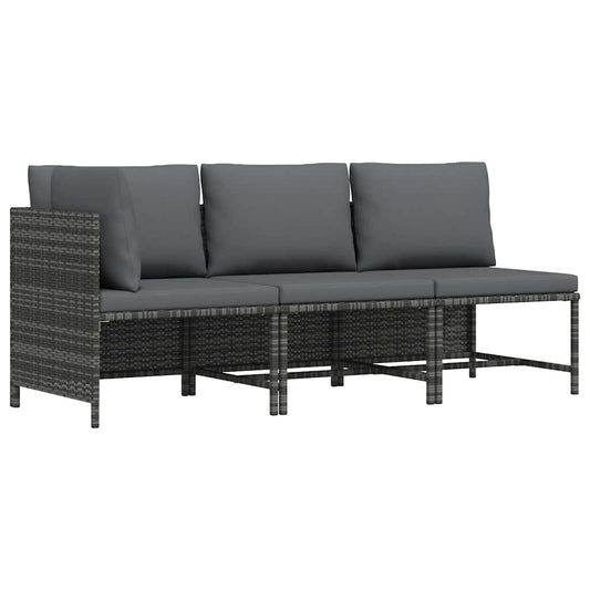 3-delige Loungeset met kussens poly rattan grijs is nu te koop bij PeponiXL, paradijselijk wonen!