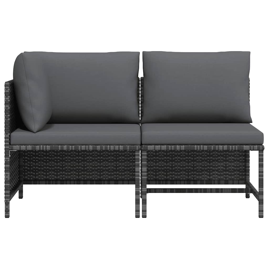 2-delige Loungeset met kussens poly rattan grijs