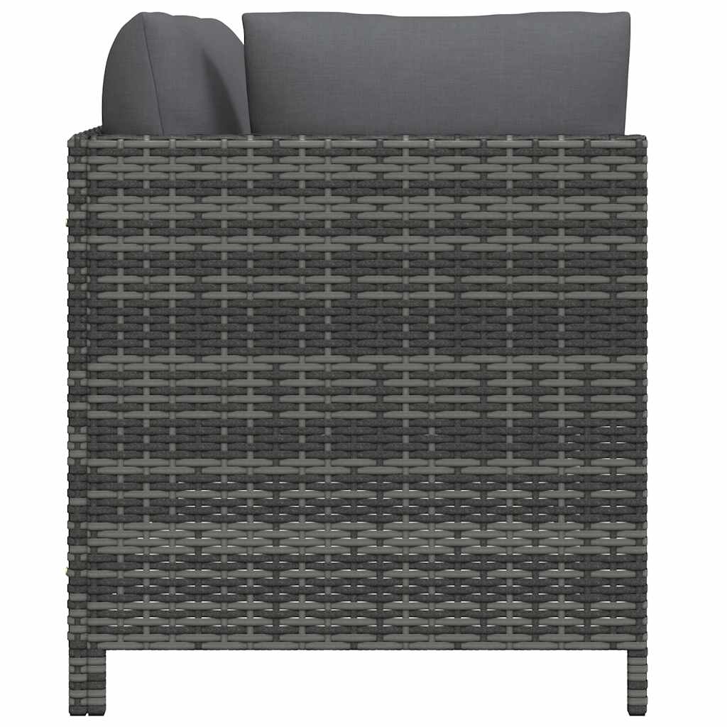 2-delige Loungeset met kussens poly rattan grijs