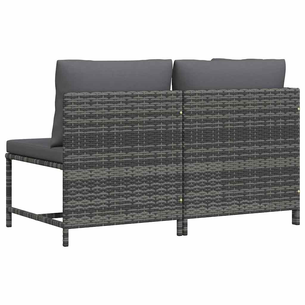 2-delige Loungeset met kussens poly rattan grijs