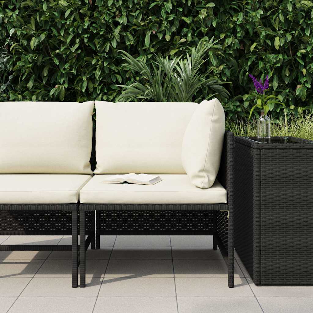 Hoekbank sectioneel met kussens poly rattan zwart is nu te koop bij PeponiXL, paradijselijk wonen!