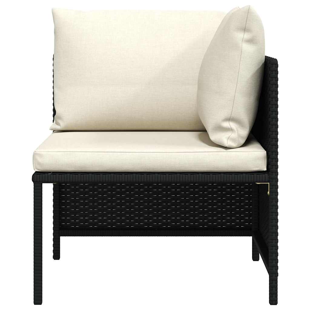 Hoekbank sectioneel met kussens poly rattan zwart is nu te koop bij PeponiXL, paradijselijk wonen!