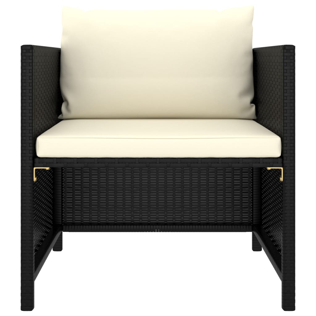 Tuinbank met kussens poly rattan zwart is nu te koop bij PeponiXL, paradijselijk wonen!