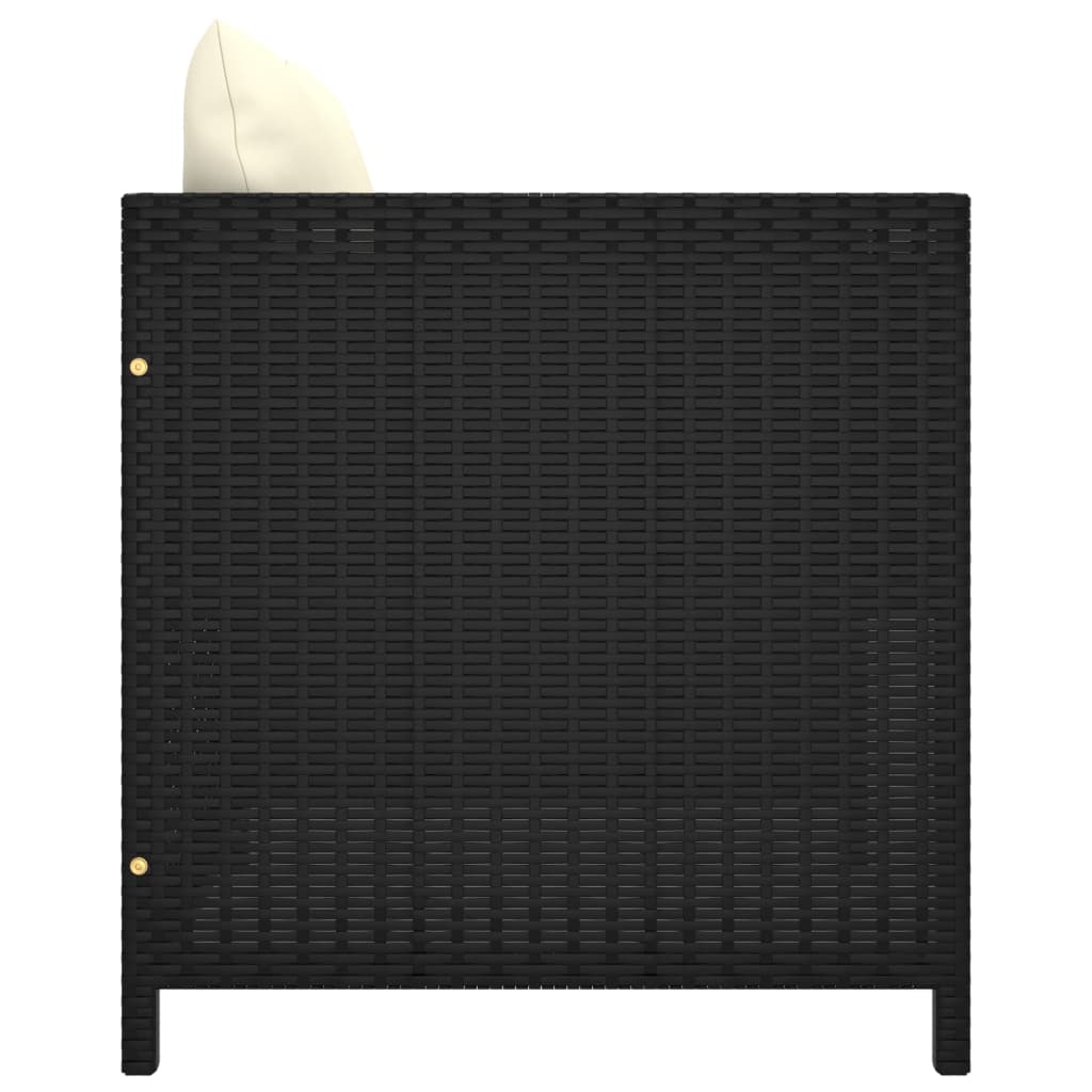 Tuinbank met kussens poly rattan zwart is nu te koop bij PeponiXL, paradijselijk wonen!