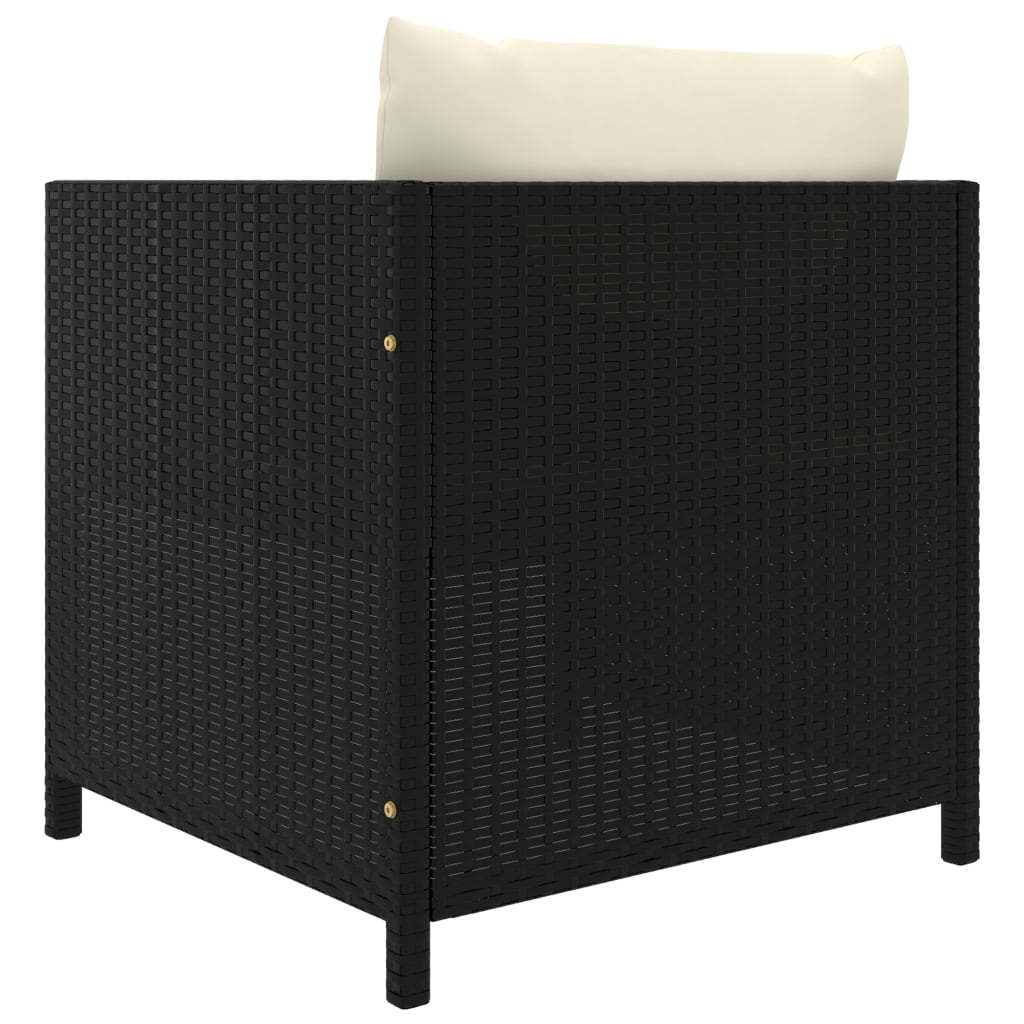 Tuinbank met kussens poly rattan zwart is nu te koop bij PeponiXL, paradijselijk wonen!