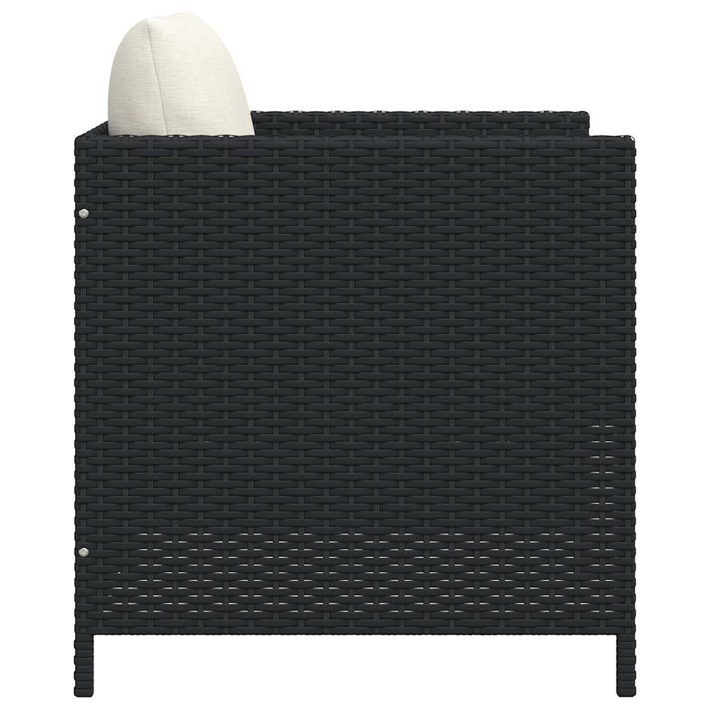 Tuinbank met kussens poly rattan zwart is nu te koop bij PeponiXL, paradijselijk wonen!